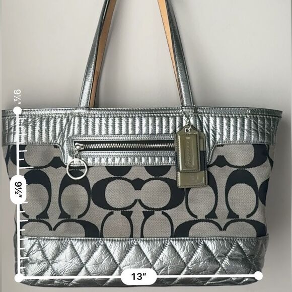 Vintage Coach Signature Metallic Classic Poppy Quilted Canvas Tote G1176‑18676 - Picture 13 of 14